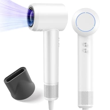PLUZZ Asciugacapelli, Professionale Ionico Phon Capelli da 270 Milioni di Ioni Negativi, Motore Brushless da 110.000 giri/min per Asciugatura Rapida, Basso Rumore, Portatile, Viaggio/Domestico/Salon