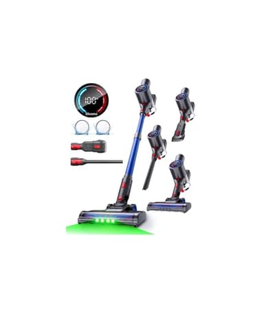 Slivamo Aspirapolvere Senza Fil Potente, 40KPa/45Min/500W, Autoportante, Leggero Scopa Elettrica Senza Fili con Luce LED Verde, per Pavimenti Duri, blu navy