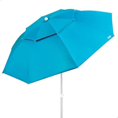 AKTIVE Ombrellone antivento, 200 cm, in poliestere e alluminio, con 8 aste in fibra di vetro, effetto camino, 3 livelli di resistenza al vento, regolabile e inclinabile, (62329)