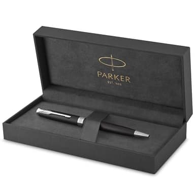 Parker Sonnet penna a sfera | laccatura di colore nero opaco con finiture in palladio | pennino medio | Confezione regalo