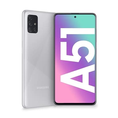 Samsung Galaxy A51 Smartphone, Display 6.5" Super AMOLED, 4 Fotocamere Posteriori, 128 GB Espandibili, RAM 4 GB, Batteria 4000 mAh, 4G, Dual Sim, Android 10, Argento (Metallic Silver)