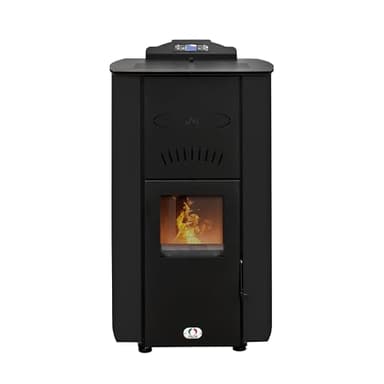 STUFE A PELLET ITALIA Asia Pulizia Automatica 24 KW - Stufa a Pellet Idro per Riscaldamento e Acqua Calda Efficienza 92% Scalda 180m² Autonomia 22H Programmabile 5 Potenze Garanzia 24 Mesi Nero