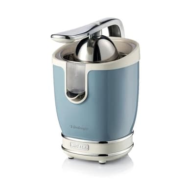 Ariete 413 Spremiagrumi Elettrico con Leva - Salvagoccia - Motore Silenzioso - 85 Watt - Design Vintage - Celeste
