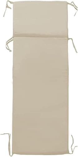 fashion home Pagano Cuscino per Lettino Prendisole da Giardino Impermeabile- materassino da Esterno Idrorepellente - Lettino sfoderabile con Laccetti Panna 60x190 cm