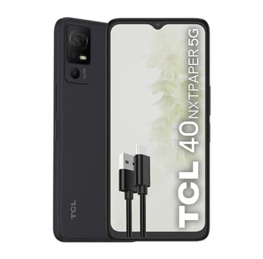 TCL 40NXTPAPER 5G Smartphone 5G, Display 6.6" HD+90 Hz, 256 GB, 12 GB RAM (6GB+6GB RAM expansion) Tripla Camera da 50 MP, Android 13, Batteria 5010 mAh, Starlight Black, USB Type-C Aggiuntivo