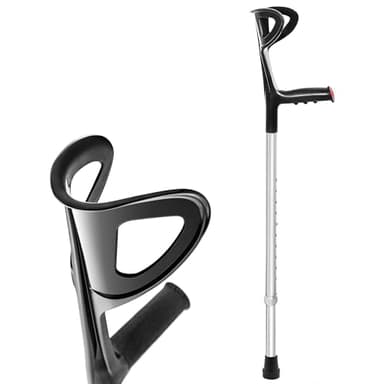 AIESI® Stampella Ortopedica regolabile (Singola) leggera in alluminio anodizzato colore nero, Garanzia Italia 24 mesi