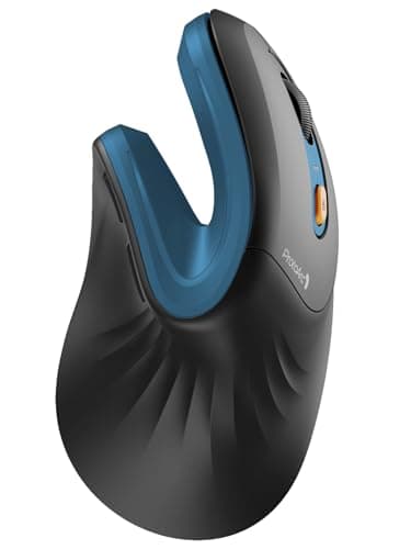 ProtoArc Mouse Ergonomico, EM11 NL Mouse Verticale Senza Fili Mouses Ottico Ricaricabile con 3 Porte Dispositivi (2*Bluetooth &USB), 3 DPI Regolabili per Computer, iPad, Mac, Windows - Nero Blu