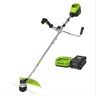 Greenworks 60 V Gen II 40 cm Decespugliatore senza fili, motore senza spazzole, batteria 60 V 4 Ah, innesco a urto, avvolgimento automatico, doppia uscita 2,4 mm