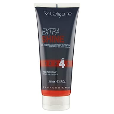 Vitalcare | Extra Shine - Gel con Effetto Bagnato, Gel con Fissaggio Forte, Fissa e Definisce i Capelli, Gel Uomo con Cheratina, non Lascia Residui, 200 ml