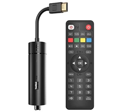 DCOLOR Decoder DVB-T2/C Mini HDMI Stick,Decoder Digitale Terrestre 2024 Invisibile TV Uscita 1080p Supporta HEVC H.265 10Bit Dolby Audio/PVR Recorder [Telecomando Programmabile 2 in 1] per HD TV