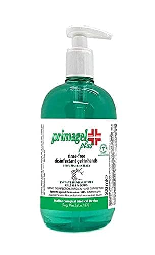 Primagel plus, Gel Igienizzante Disinfettante Mani 65% Alcol, 500 ml