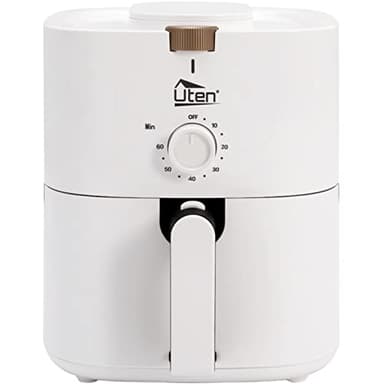 Uten Friggitrice ad Aria 4 Litri, 1500W, Air Fryer Bianca, Riceette PDF, Mini Friggitrice Senza Olio, Adatto Per Appartamenti, 1-5 Persone, Facile da Trasportare, Senza BPA & PFOA