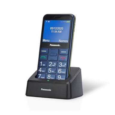 Panasonic KX-TU155EXCN Cellulare per Anziani, Pulsante SOS, Pulsanti Grandi, Compatibile Apparecchi Acustici, Bluetooth, Radio FM, Fotocamera, Base di Ricarica, Blu