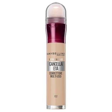 Maybelline New York Correttore Multi-Uso, Idratante e con Coprenza Modulabile, Imperfezioni e Occhiaie Coperte, Con Bacche di Goji e Haloxyl, Cancella Età, Tonalità: 02 Nude, 6,8 ml