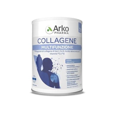 Arkopharma Collagene Multifunzione – Integratore Alimentare in Polvere con Peptidi di Collagene tipo I, II e III Acido Ialuronico, Vitamine C e D per Pelle, Articolazioni e Ossa. Confezione da 260g