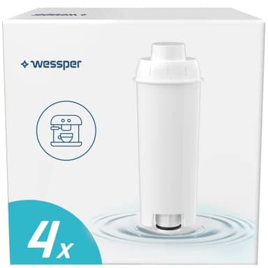 Wessper Cartucce Filtro Acqua Aqua Lunga Compatibili con Macchine da Caffè Automatiche Delonghi DLSC002, SER3017 & 5513292811 - ECAM, ESAM, ETAM, SECAM - Confezione da 4