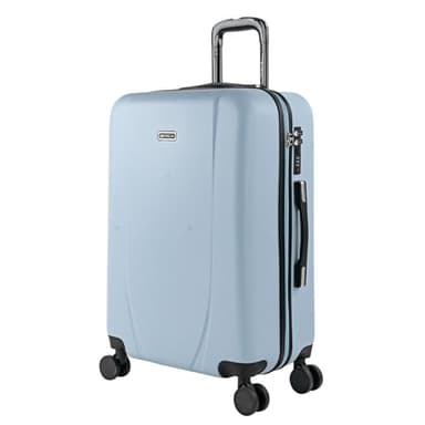 ITACA Valigia Media da Viaggio Rigide, Trolley Medio con 4 Ruote, Materiale ABS Valigia Media Rigida in Offerta Resistente e Leggero Tiber, Blu Chiaro, M