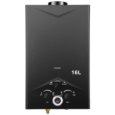 Scaldacqua istantanea a gas, 16 l, con accensione della batteria, scaldabagno senza serbatoio con display digitale, multi-protezione [classe energetica A]
