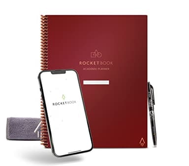 Rocketbook Agenda accademica intelligente riutilizzabile in formato A4, taccuino digitale per studenti e insegnanti, giornaliero, settimanale, mensile, per scuola universitaria, 13 tipi di pagine,
