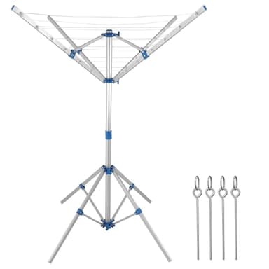 Monzana® Asciugabiancheria rotante Regolabile Mobile con 4 Picchettii Stendibiancheria da Campeggio Giardino Alluminio