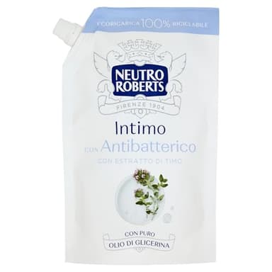 Neutro Roberts, Ecoricarica Detergente Intimo Antibatterico, Ricarica Detergente per l'Igiene Intima , Con Estratto Di Timo e Con Puro Olio Di Glicerina , 100% Naturale - Flacone da 400 ml