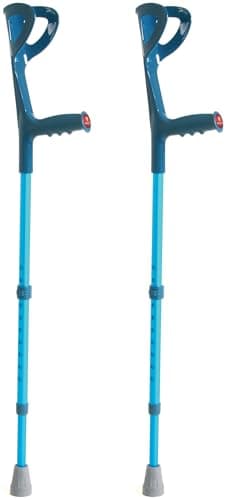 Stampelle Ortopediche Regolabili per Adulti, in Alluminio Anodizzato, Supporto Avambraccio (Blu, Adulto)