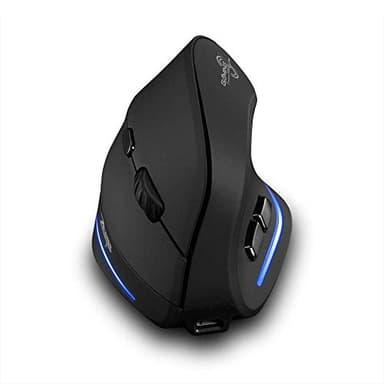 zelotes Mouse Wireless,Ricaricabili,3 DPI Regolabile,6 Pulsanti,2,4 GHz con Ricevitore USB,LED,Mouse Ergonomico Verticale Senza Fili per PC,Laptop,Mac,Nero