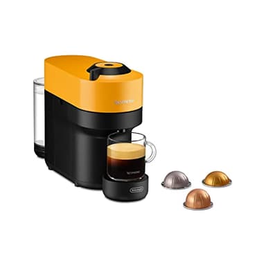 Nespresso De'Longhi Vertuo Pop ENV90.Y, Macchina Caffè a Capsule con Tecnologia Centrifusion, 4 Formati in Tazza, Incluso Set di Benvenuto con 12 Capsule, 1260W, Mango Yellow