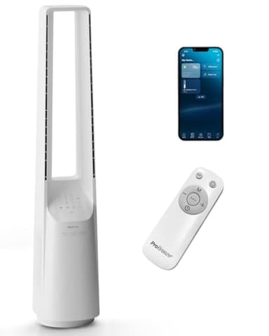 Pro Breeze Ventilatore a Torre Intelligente senza Pale da 101 cm – WiFi – Ultra Silenzioso con Telecomando, Display LED, 6 Velocità, 5 Modalità e Oscillazione di 60°