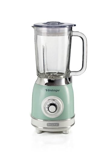 Ariete Frullatore di Vetro Vintage 583, Frullatore Multifunzione con 4 Lame, 4 Velocità + Pulse, Funzione Tritaghiaccio, Capacità 1,5 Litri, 1000W, Verde