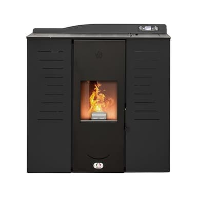 STUFE A PELLET ITALIA Italia 25 KW - Stufa a Pellet Idro per Riscaldamento e Acqua Calda Efficienza 90% Scalda 180m² Design Slim Autonomia 16H Programmabile 5 Potenze Garanzia 24 Mesi Nero