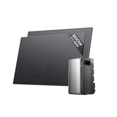 ECOFLOW kit fotovoltaico con batteria (800W,1,92kWh), STREAM Ultra 1,92 kWh, 2x 400 W panelli solari rigidi, ingresso solare 2.800 W(4 MPPT), 2 porte CA 2.300 W