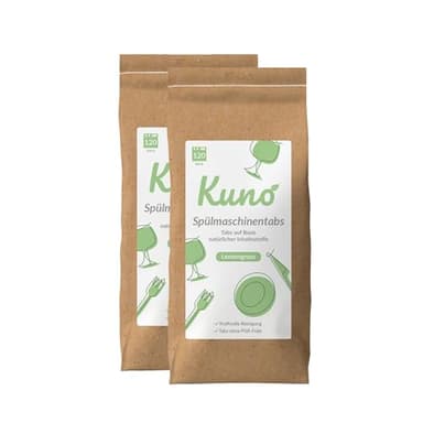 Kuno Pastiglie per lavastoviglie – 240 pastiglie – Biodegradabili e senza plastica – Pulizia efficace – Profumo di citronella fresca (confezione da 240 pezzi)