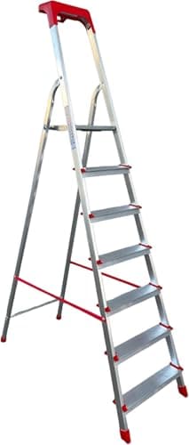 Kasart scala scaletto uso domestico in alluminio portata 150 kg made in Italy certificata EN 131 (7 gradini)