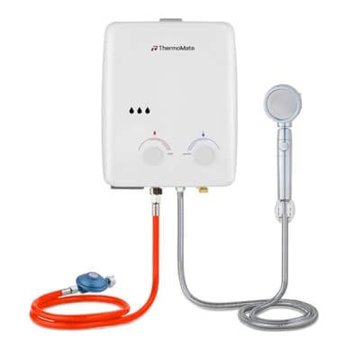 ThermoMate Scaldabagno a Gas Gpl Tankless, Portatile Istantaneo Scaldabagni, 10 kW, 50 mbar, per Esterno campeggio, barca, camper
