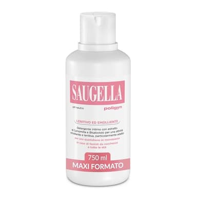 Saugella Poligyn, Detergente Intimo Emolliente Antiprurito, pH Neutro, con Camomilla e Acido Lattico, Adatto in Menopausa, 750 ml