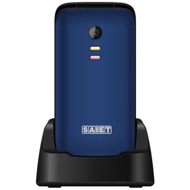 SAIET - Cellulare per Senior Facile e Intuitivo da Usare SCUDOtre - Telefono per Anziani con Tasti e Caratteri Grandi - Audio Amplificato e SOS - Blu