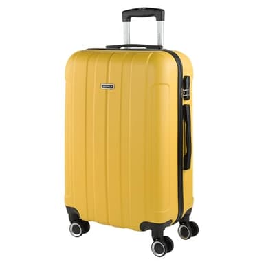 ITACA - Valigia Da Stiva Rigida - Trolley Grande Con Ruote, Valigia 23kg Per Viaggi, Trolley Da Stiva Resistente. Lucchetto a Combinazione, Giallo