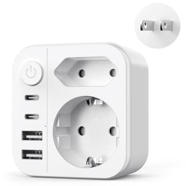 Adattatore Presa Giapponese Italiana, 6 IN 1 Adattatore da viaggio Giappone con 4 USB, 2500W Tipo A Adattatori Presa Cina Filippine America Canada