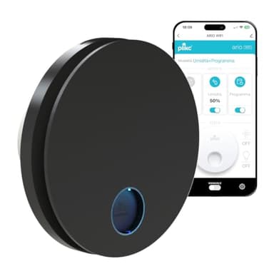 plikc - Aspiratore WIFI da parete ad aspirazione assiale serie Ario W con sensore di Umidità e Timer - 100% MADE IN ITALY (Diametro 90 Nero)
