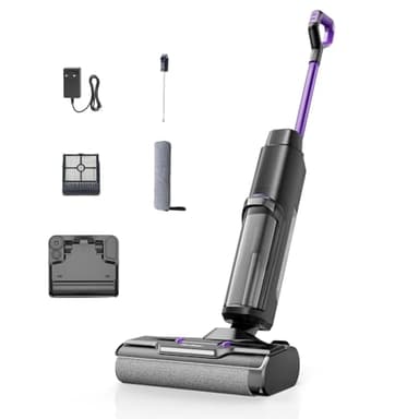 W15 Aspirapolvere Lavapavimenti, 3 in 1 Aspirapolvere Senza Fili Intelligente, 45Min, Autopulente, 65dB, Avanzamento Automatico, Pulizia dei Bordi, Potente Aspirazione per Rifiuti Secchi e Umidi