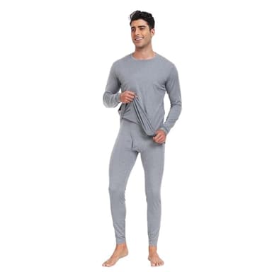 North Bund Biancheria Intima Termica Set Uomo Pantaloni Maglia Maniche Lunghe Intimo Completo Termico Inverno Base Layer Pile Traspirante Termici per Sci Ciclismo Running Trekking Sportiva Grigio XXL