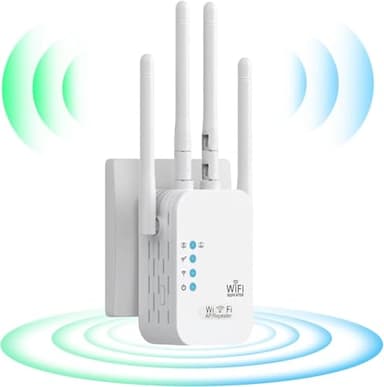 WiFi Ripetitore,Range Extender Wifi Amplificatore Segnale WiFi, 4 Antenne, 2 Porte LAN,Estensore WiFi Copertura 200 ㎡,Ripetitore Wifi Potente per Casa e Ufficio (300M)