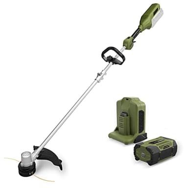 GREEN MACHINE Decespugliatore a batteria 62V 2,5Ah, diametro di taglio 40,6, tagliabordi a batteria, cambio di velocità continuo, albero pieghevole in alluminio, motore brushless ad alta efficienza.