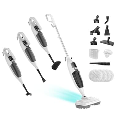 TORDER Scopa a Vapore, Scopa Vapore Lavapavimenti Multifunzionale, Pulitore a Vapore Portatile Multiuso, capacità 550 ml,13 Accessori Inclusi, Pulitore a Vapore Adatto a Tutti i Pavimenti(Bianco)