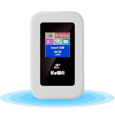 Router Mobile WiFi 4G LTE, KuWFi Saponetta WiFi con SIM 300Mbps, Mdoem 4g Con Slot Per Scheda SIM, Batteria Ricaricabile 3000mAh, Schermo a Colori, Condivisione Fino a 10 Dispositivi