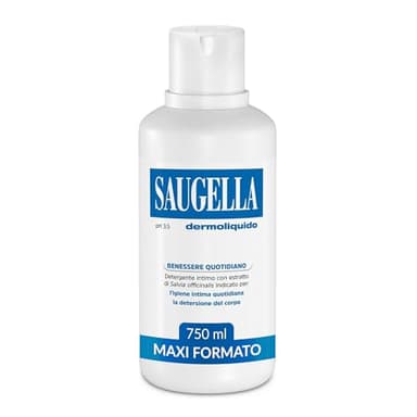 Saugella Dermoliquido Detergente Intimo Quotidiano, pH 3.5, Antiodore, Rinfrescante e Tonificante, con Salvia e Acido Lattico, 750 ml