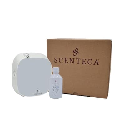 Diffusore Elettrico di Oli essenziali a Nebulizzazione, Per Casa, Ufficio o Negozio di Piccola Metratura, Copre fino 30mq, Gestibile da Smarthphone, Con Arancia e Cannella (50 ml), Mod. FW-30 Scenteca