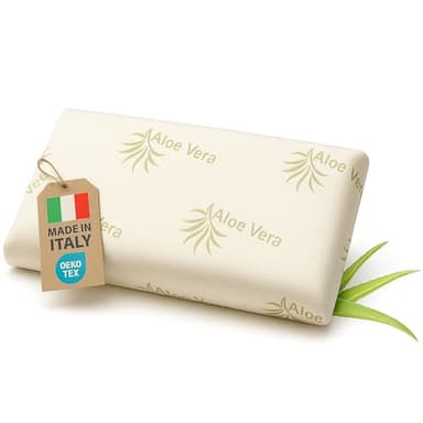 NEVOLA Cuscino Memory Foam Cervicale a Saponetta alto 11 cm - Cuscino per Dormire con Federa Lenitiva in Aloe Vera Rimovibile - Guanciale letto Made in Italy Antibatterico Certificato Oeko Tex
