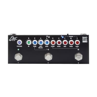 EKO GUITARS - BAIO B PEDALE MULTIEFFETTO CON IR INTEGRATI PER BASSO Elettrico e Acustico, 8 IR Amplificatori, Controlli di Tono, Compressore, Chorus, Phaser e Delay